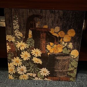 Rustic Floral Art Print with Yellow and White Flowers